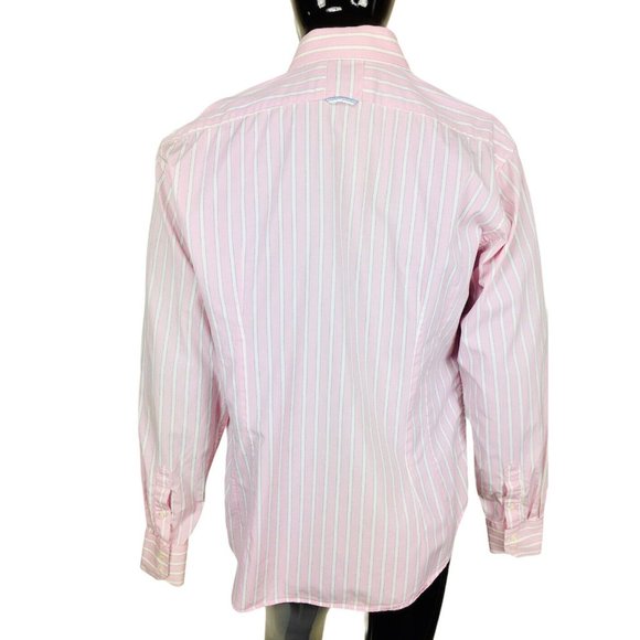 Vintage GUESS Men's Pink Striped Button-Down Dress Shirt Size XL/XXL - Picture 4 of 10